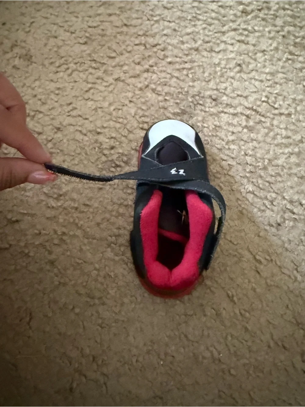 Kids NIKE Black, White & Red Athletic Sneakers